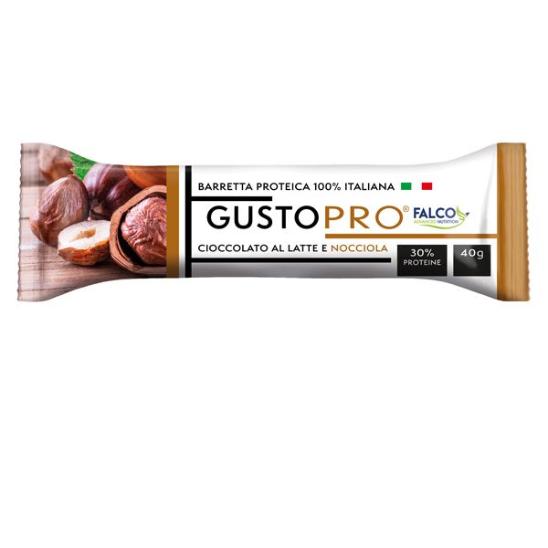 Barretta proteica GustoPro - cioccolato al latte e nocciola - 40 gr - Falco