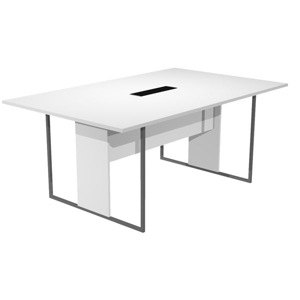 Tavolo riunione Essence - 180 x 110 cm - Bianco - Gamba antracite - Top nero - Artexport