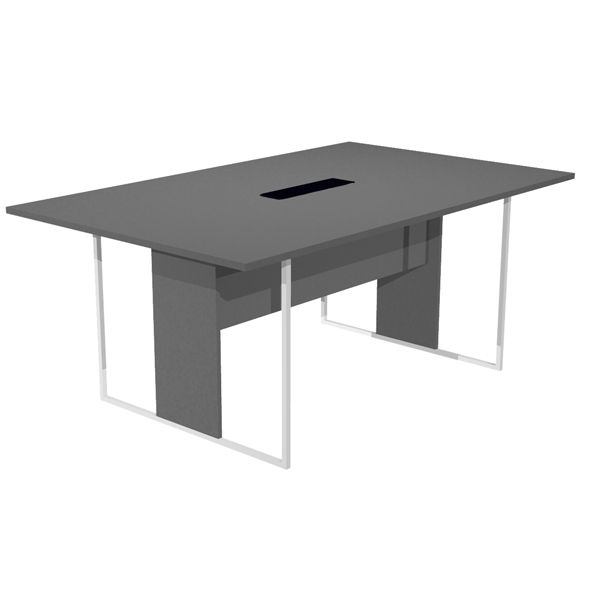 Tavolo riunione Essence - 180 x 110 cm - Antracite - Gamba bianca - Top nero - Artexport