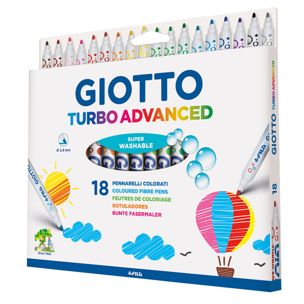 Pennarelli Turbo Advanced - punta 2,8mm - colori assortiti - Giotto - astuccio 18 pezzi