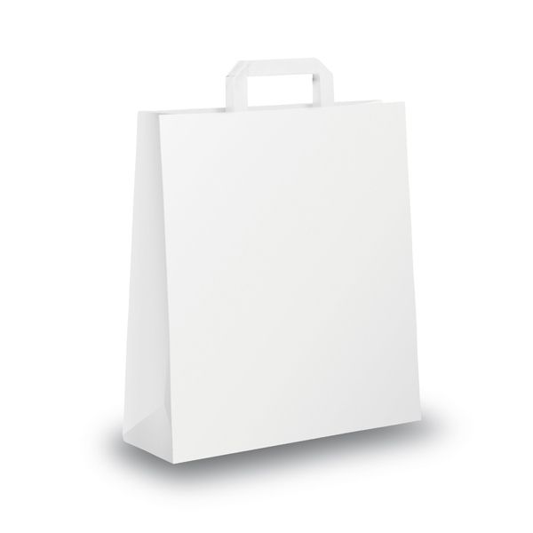 Shopper - maniglia piattina - 26 x 11 x 34,5 cm - carta kraft - bianco - Mainetti Bags - conf. 300 pezzi