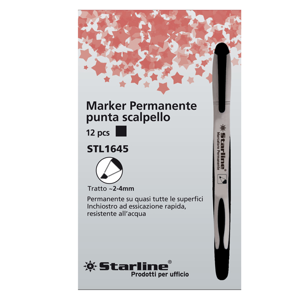 Marcatore permanente Starline - punta a scalpello da 2,00-4,00mm - nero - Starline