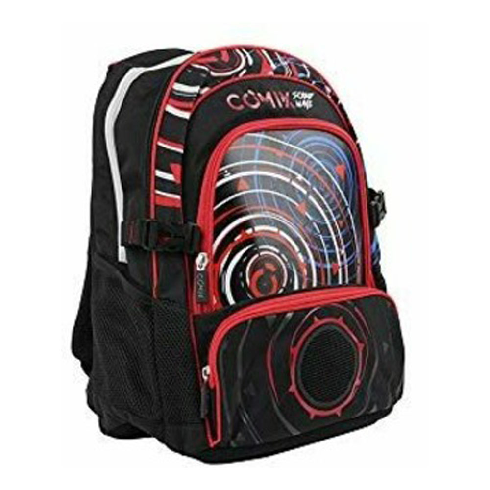 Zaino Scuola Comix Sound Wave Groove Rosso Speaker Omaggio