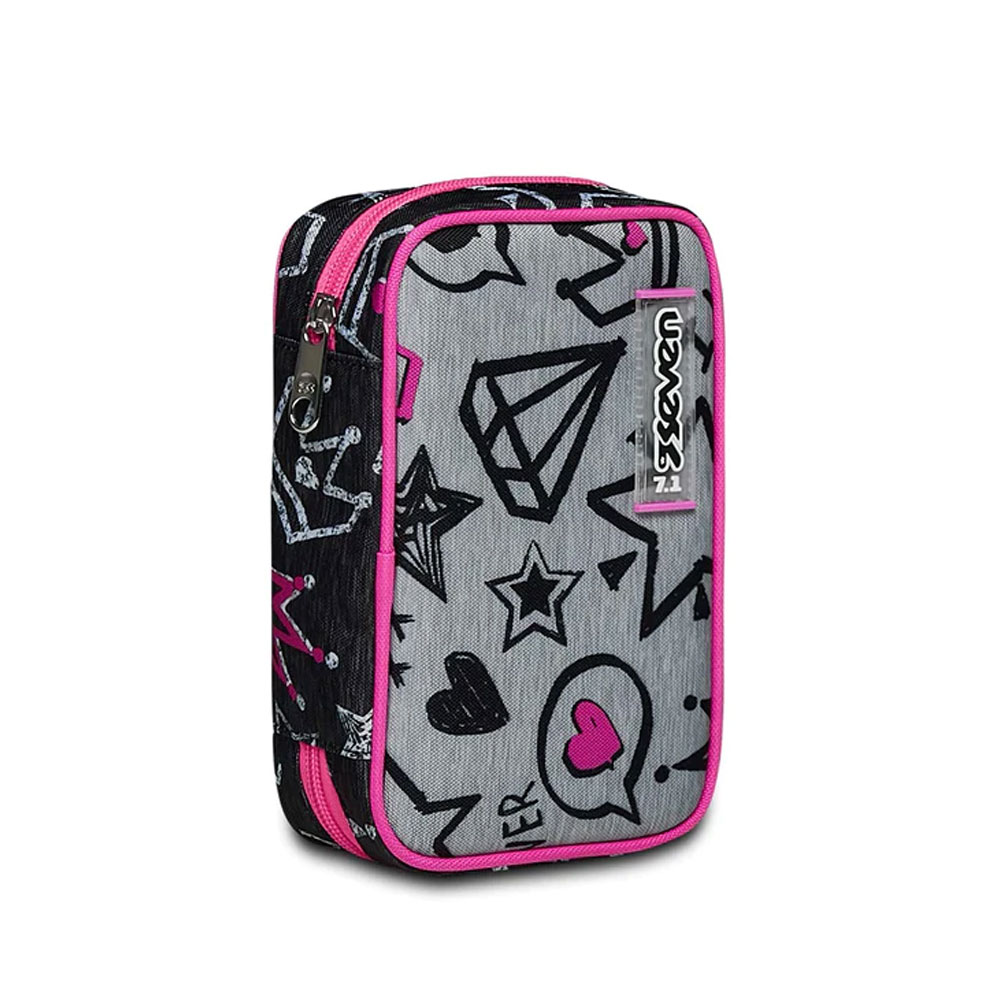 Astuccio Scuola Seven Speed Case Zipper Glamy con Colori