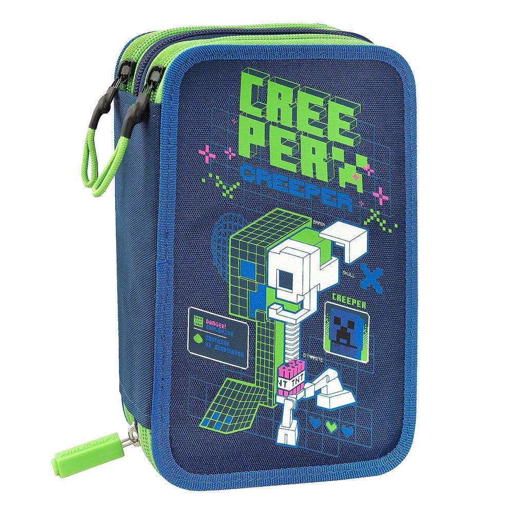 Astuccio 3 Zip Minecraft Chrt Creeper con Colori