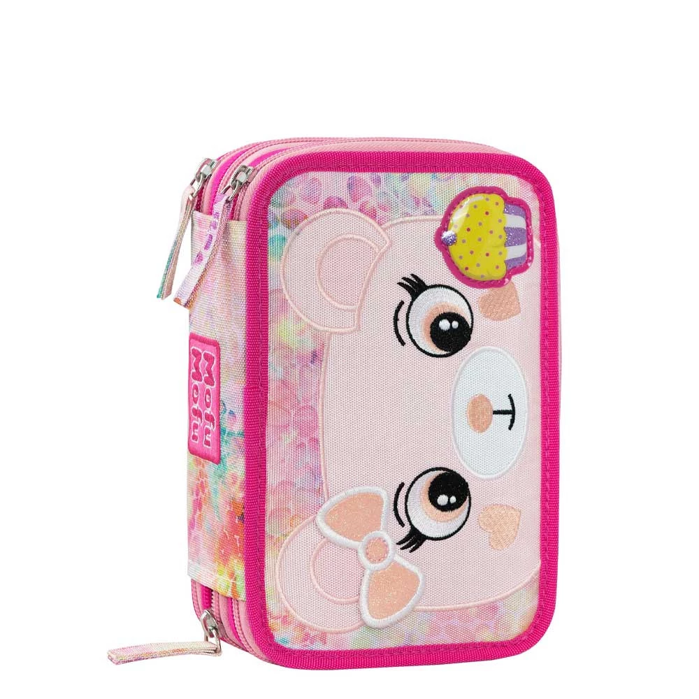 Astuccio 3 Zip Mofu Mofu Orso Scuola Elementare Bambina