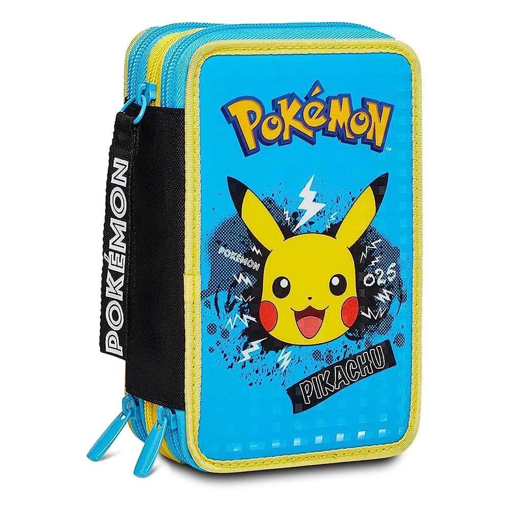Astuccio 3 Zip Seven Pokemon Pikachu con Colori