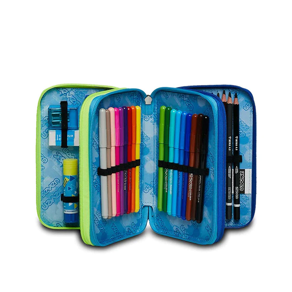 Astuccio 3 Zip Seven String Boy con Colori per Scuola Elementare