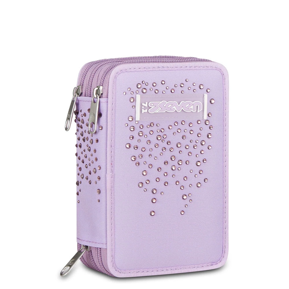 Astuccio 3 Zip Seven Glitzycute Lilla Scuola Elementare Bambina