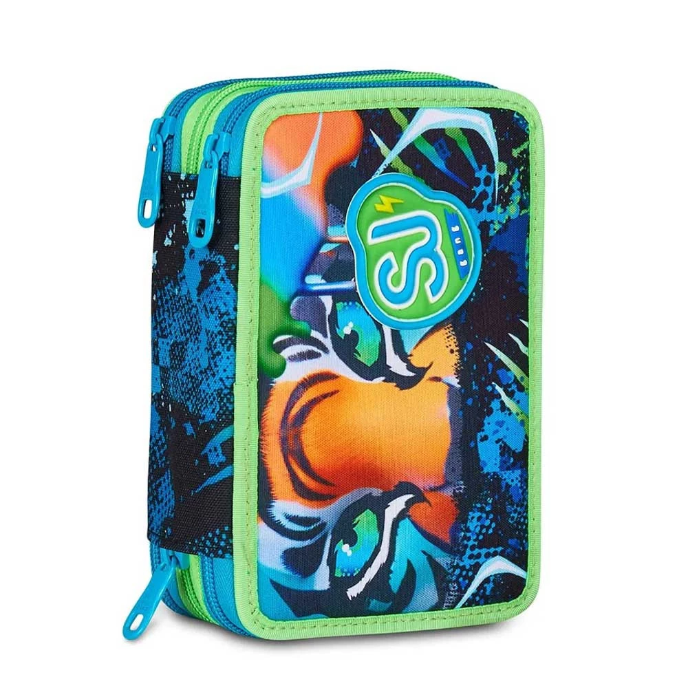 Astuccio Seven Sj Gang 3 Zip Air Tiger Bambino Elementari 3 Cerniere