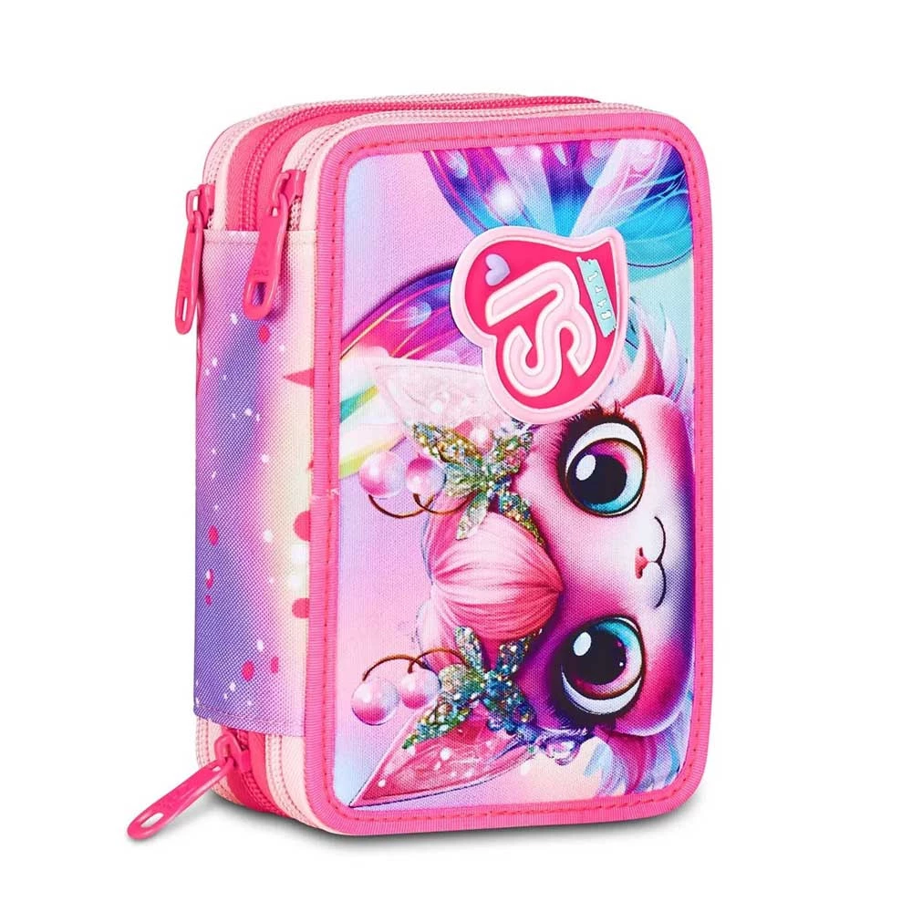 Astuccio Seven Sj Gang 3 Zip Cat Led Bambina Elementari 3 Cerniere