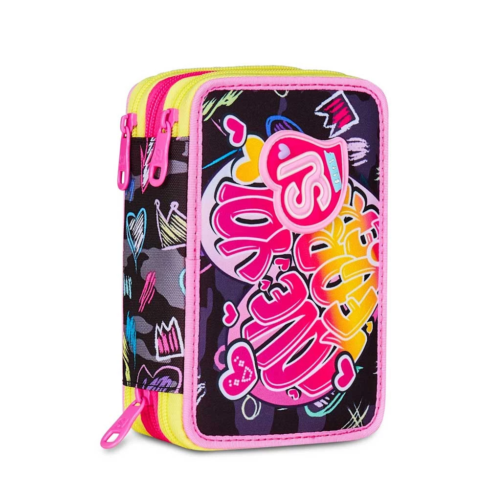 Astuccio Seven Sj Gang 3 Zip Game Led Girl Elementari Bambina 3 Cerniere