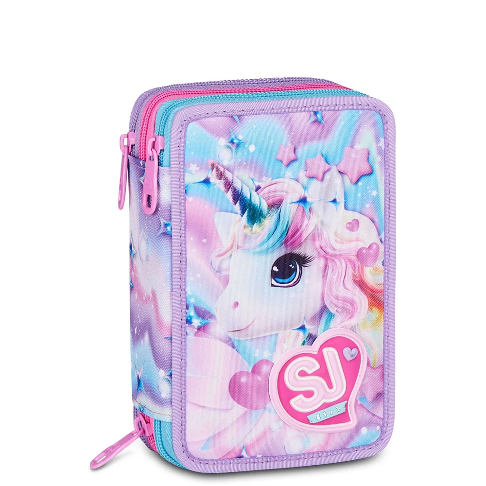Astuccio 3 Zip Seven Sj Gang Glow Led Unicon Scuola Elementare Bambina