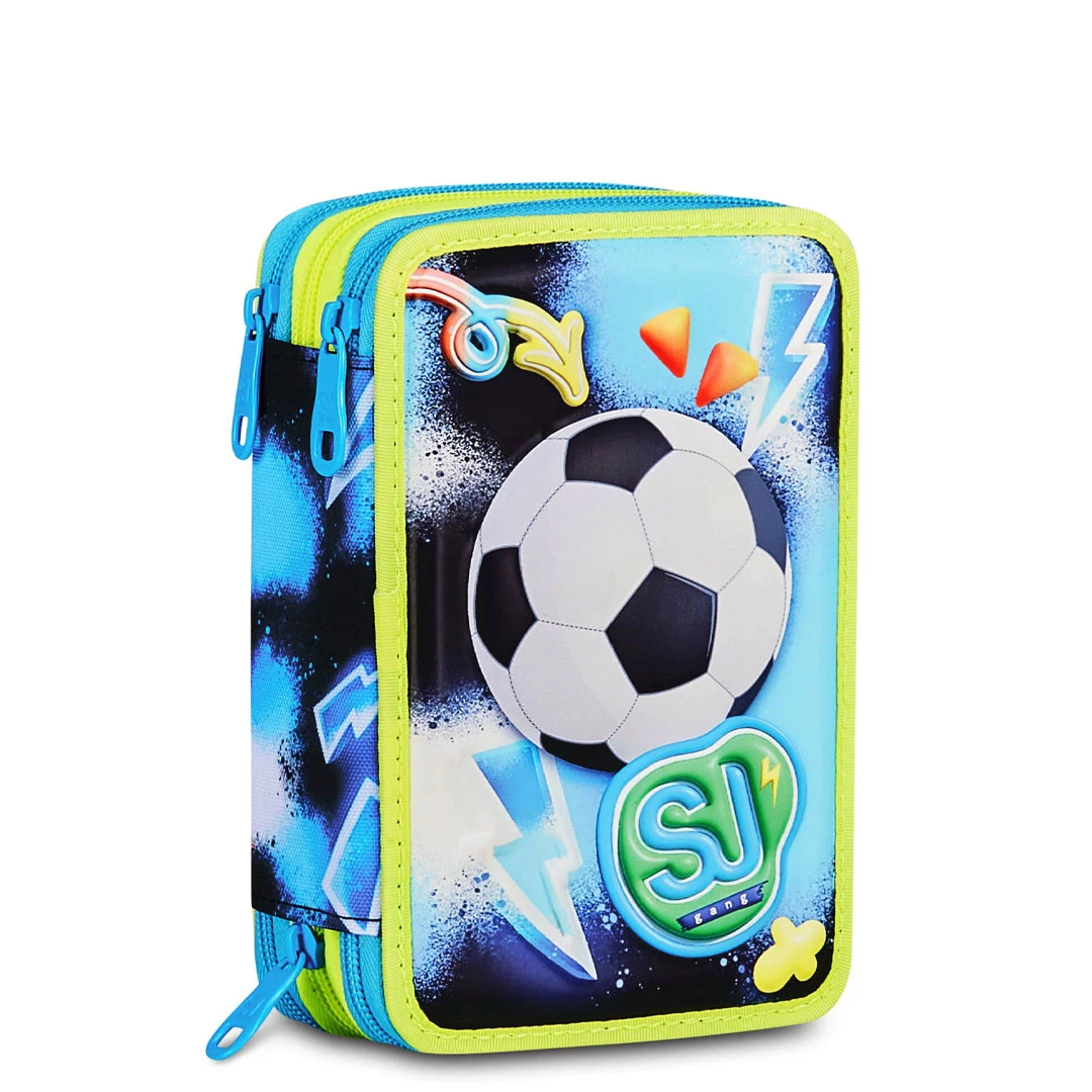 Astuccio 3 Zip Seven Sj Gang Glowgame Scuola Elementare Bambino