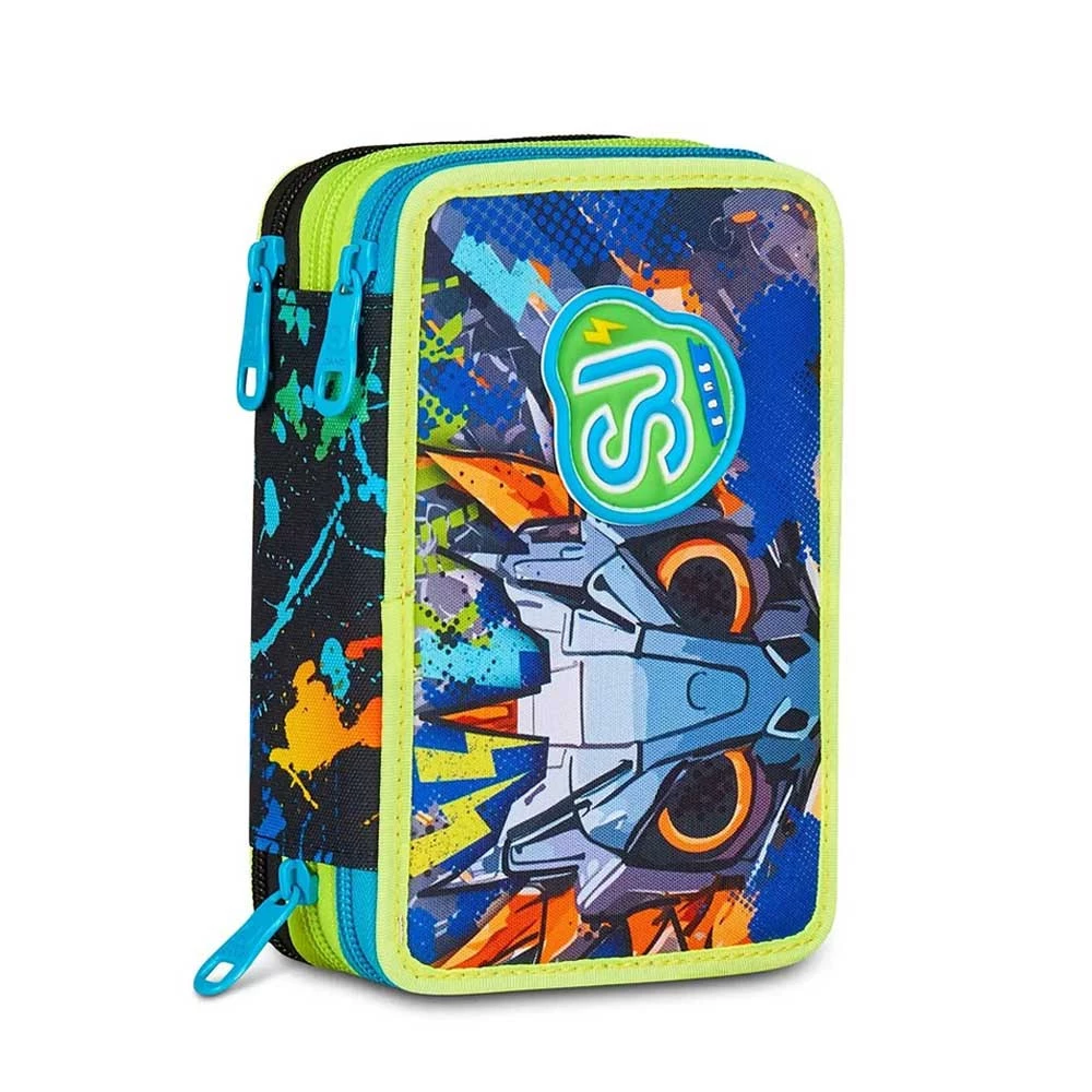Astuccio Seven Sj Gang 3 Zip Led Look Bambino Elementari 3 Cerniere
