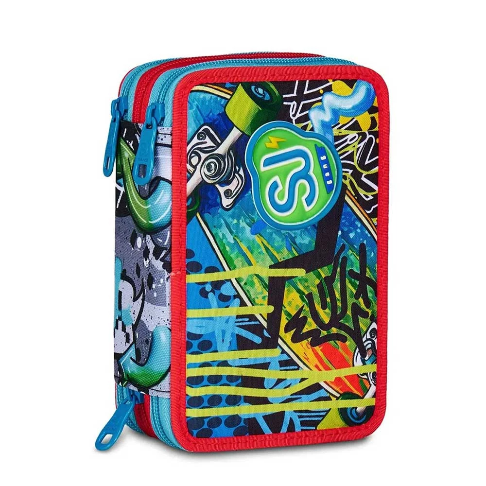Astuccio Seven Sj Gang 3 Zip Sharky Skate Bambino Elementari 3 Cerniere