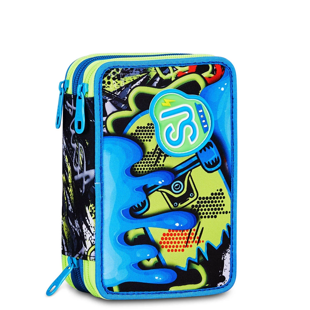 Astuccio 3 Zip Seven Sj Gang Soft Pouch Boy Scuola Elementare Bambino