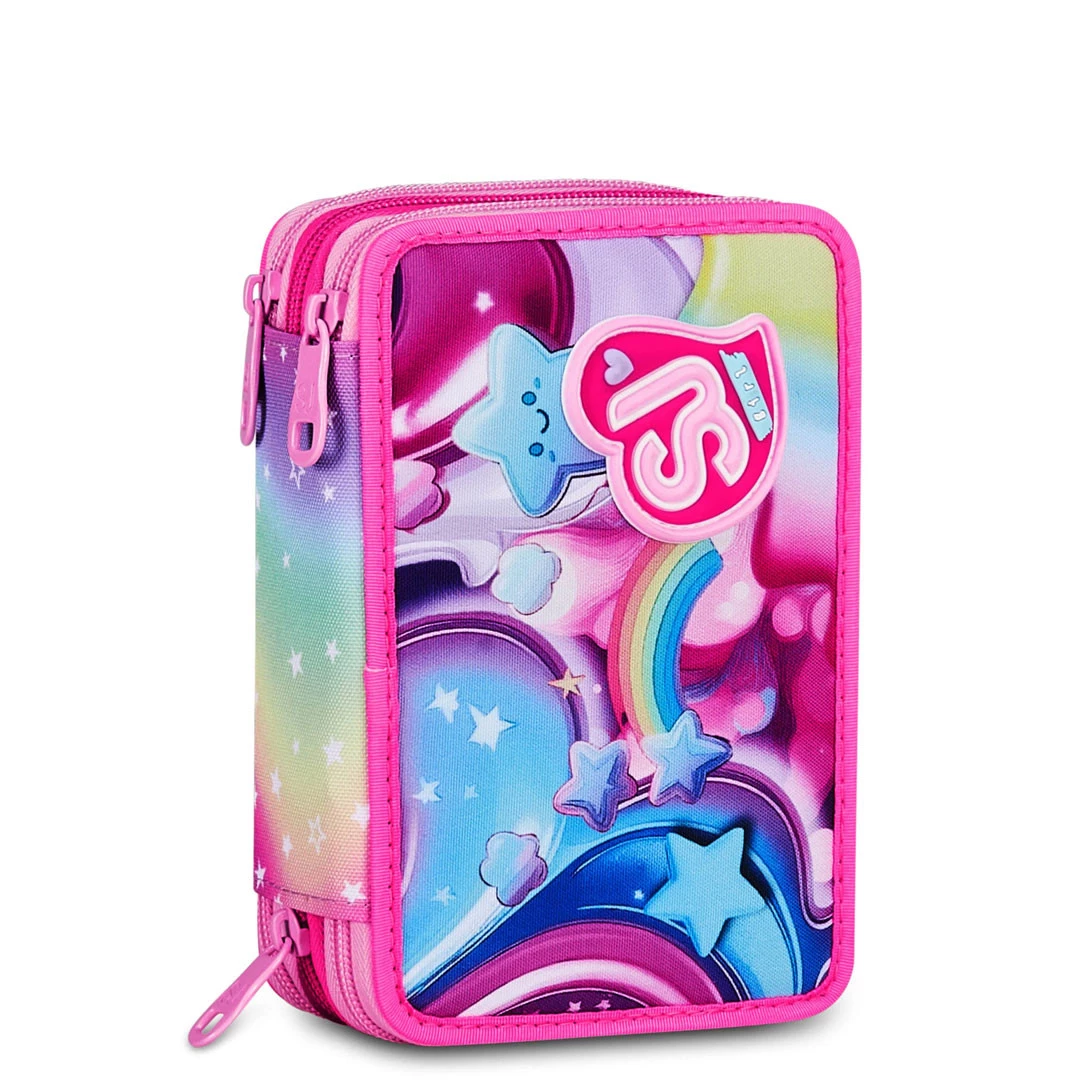 Astuccio 3 Zip Seven Sj Gang Soft Pouch Girl Scuola Elementare Bambina
