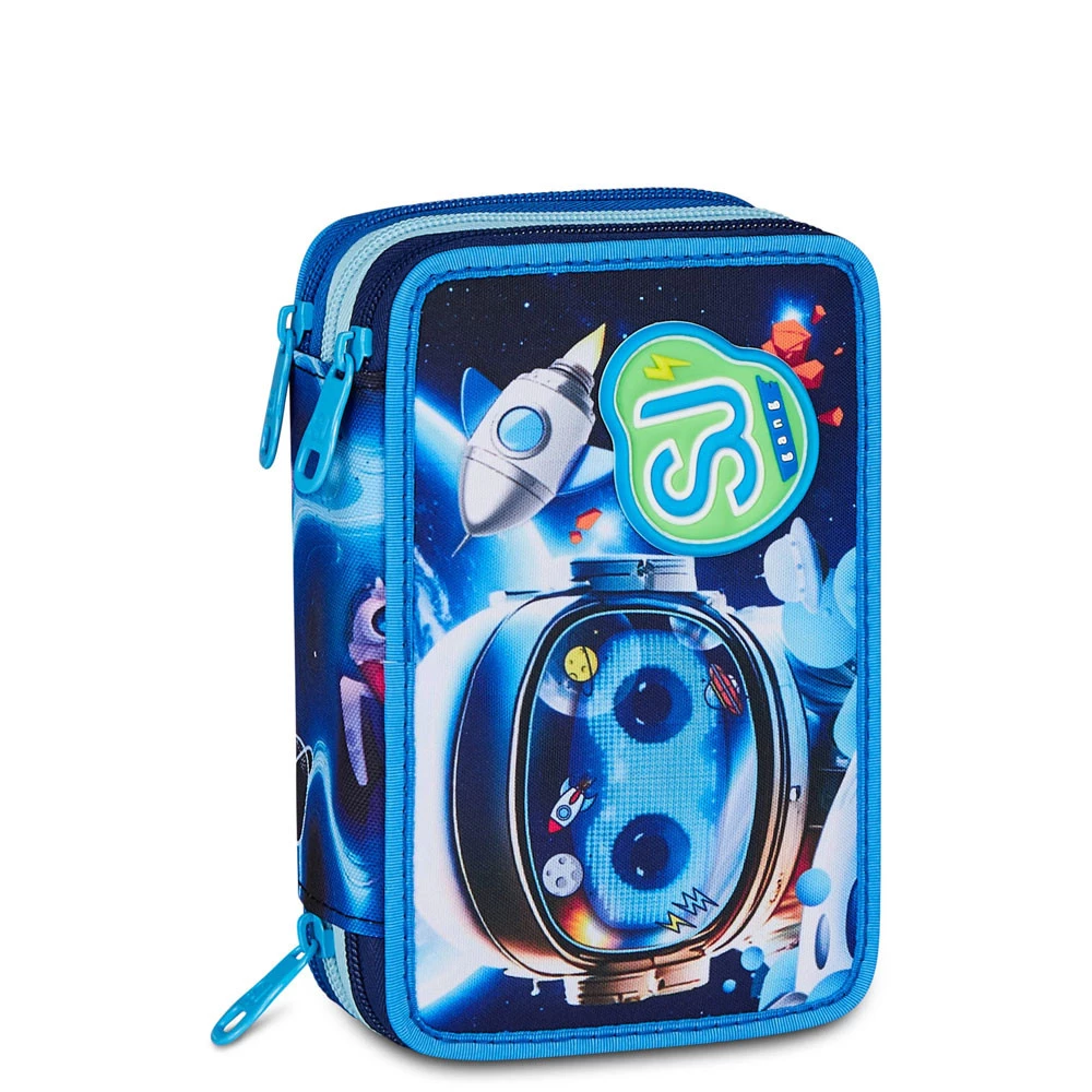 Astuccio 3 Zip Seven Sj Gang Space Led Scuola Elementare Bambino