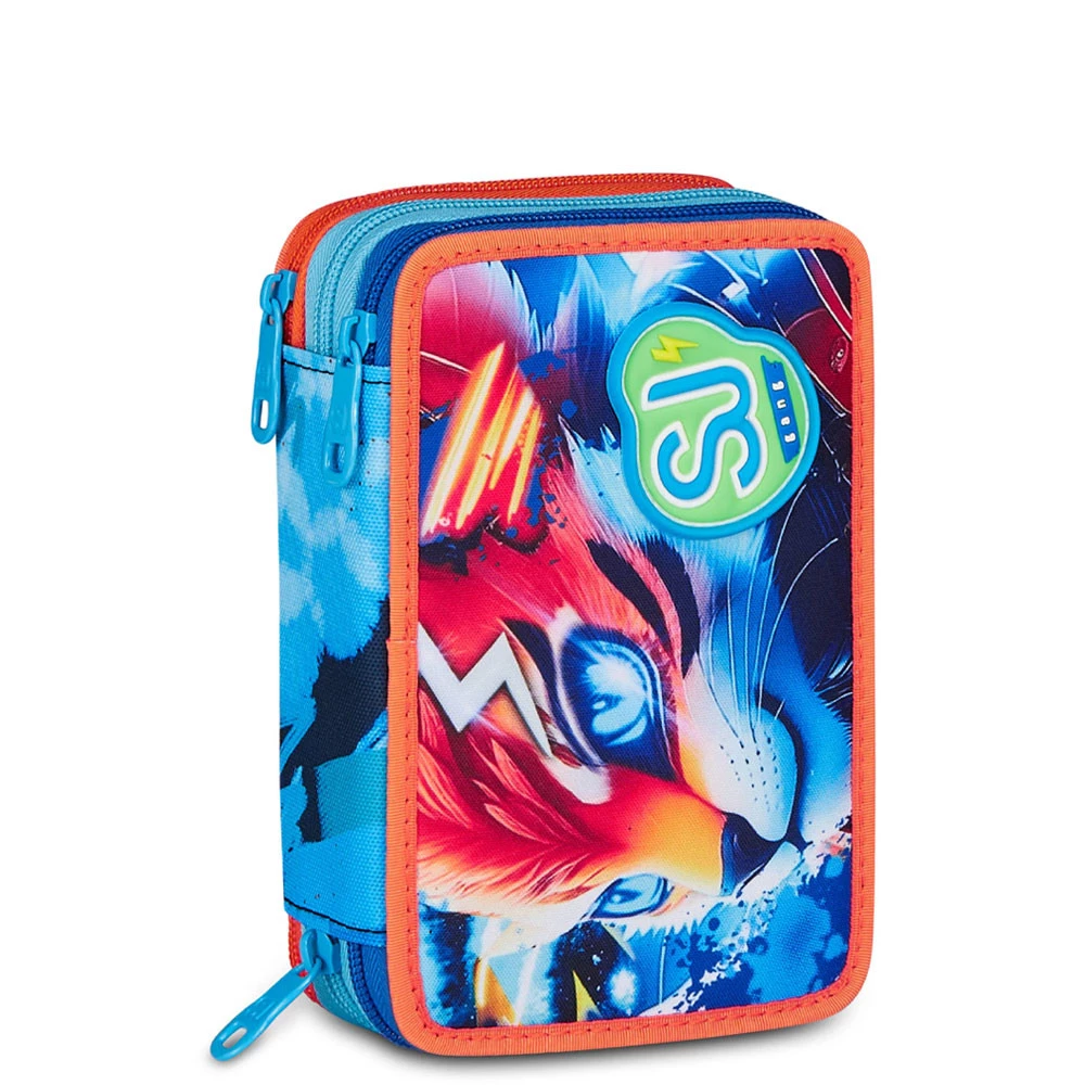 Astuccio 3 Zip Seven Sj Gang Speed Animal Scuola Elementare Bambino
