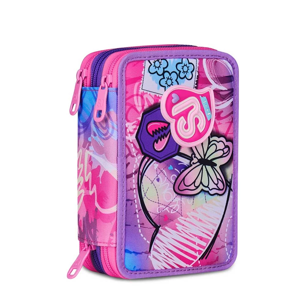 Astuccio Seven Sj Gang 3 Zip Tinypatch Girl Elementari Bambina 3 Cerniere
