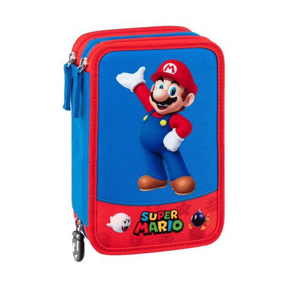 Astuccio 3 zip accessoriato Super Mario con penna Frixion 65067 | Lema