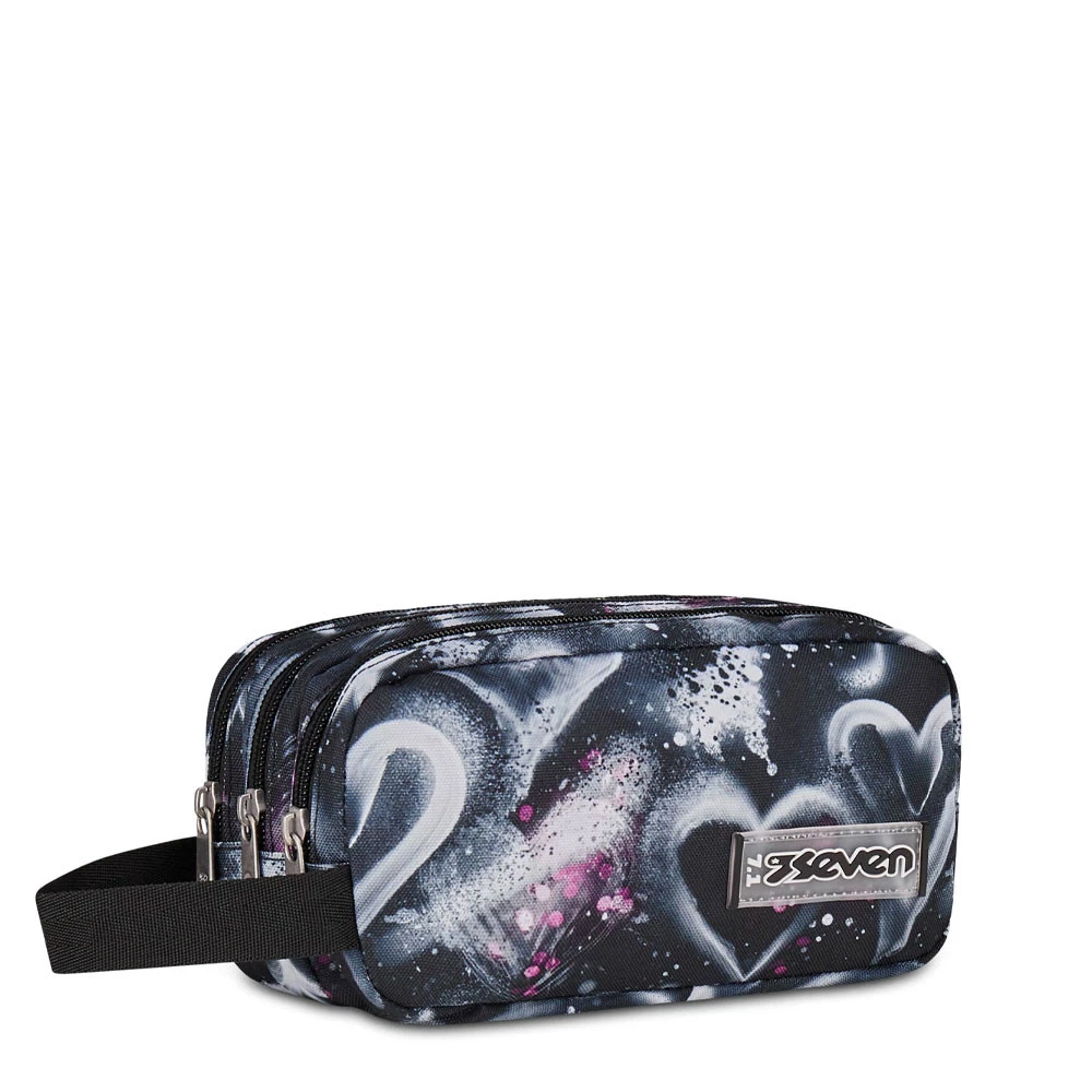 Astuccio Bustina 3 Zip Freethink Girl Jet Black Portapenne