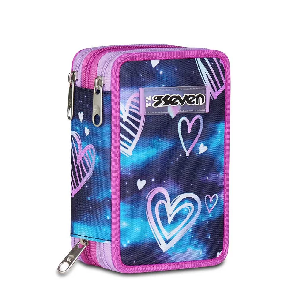 Astuccio Seven 3 Zip Gloomy Heart Elementari Bambina 3 Cerniere