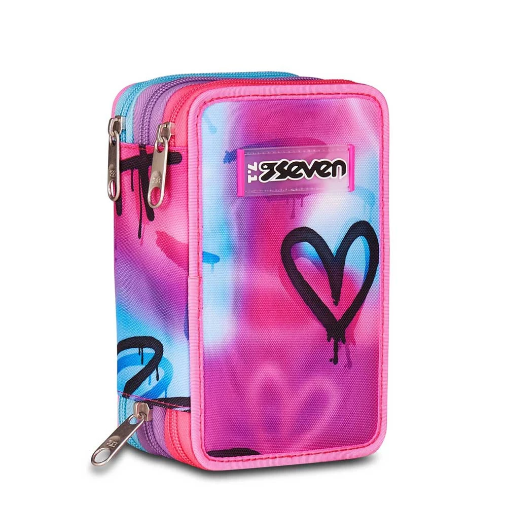 Astuccio Seven 3 Zip Sprint Paint Girl Elementari Bambina 3 Cerniere