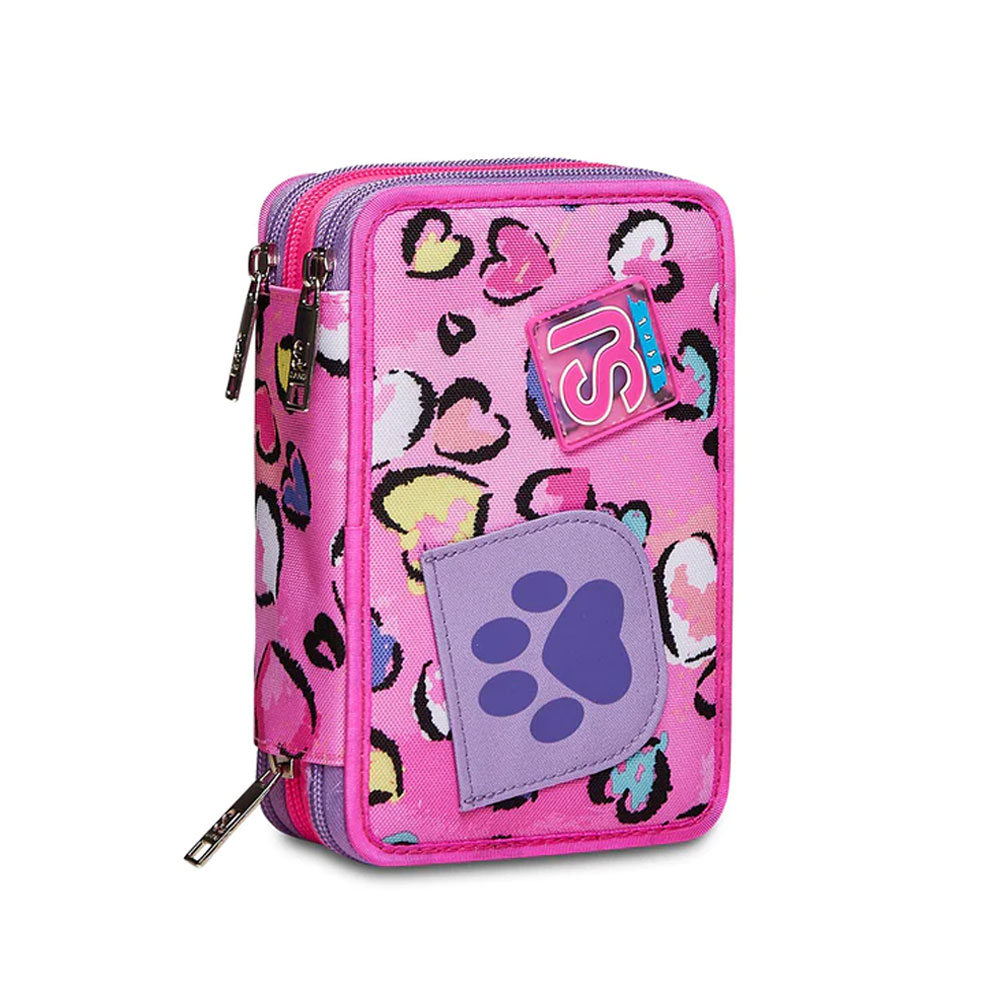 Astuccio 3 Zip Seven Fleecy Girl con Colori per Scuola Elementare