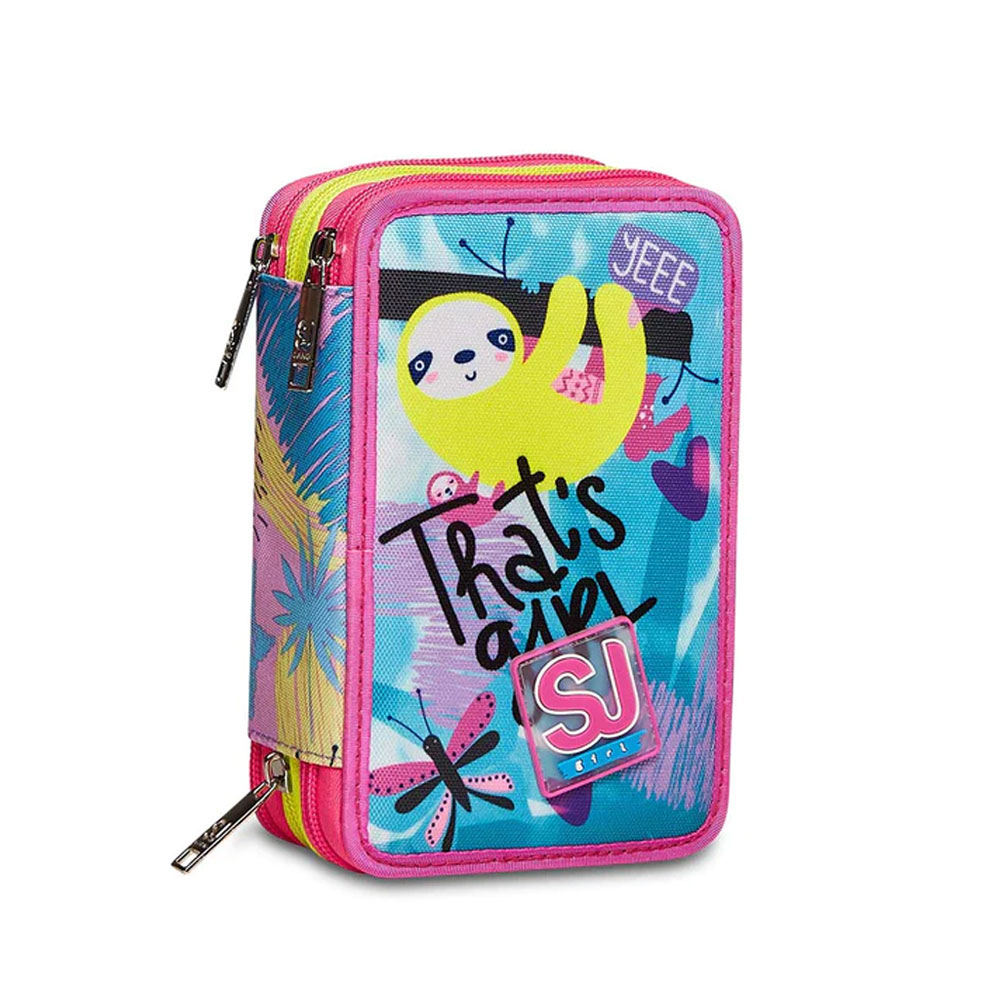 Astuccio 3 Zip Seven Clack It Girl con Colori per Scuola Elementare