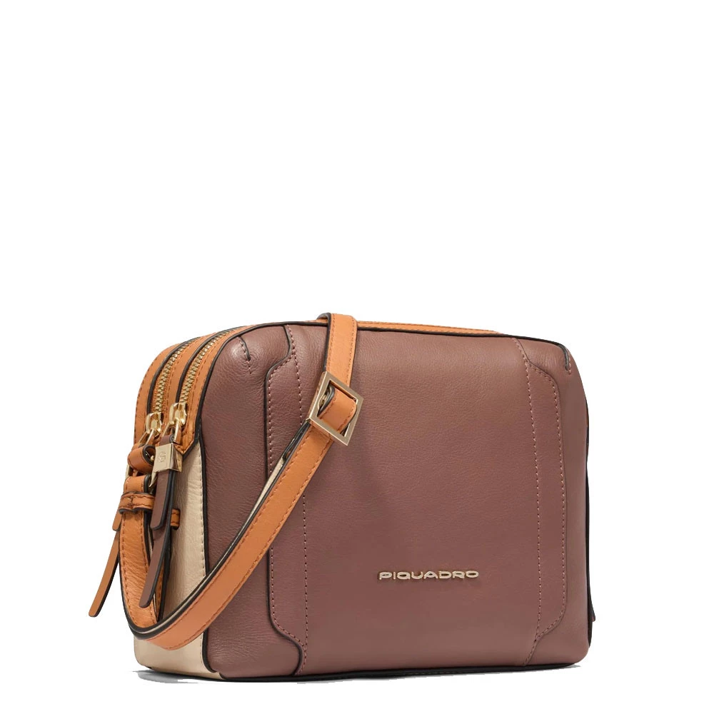 Tracolla Camera Case Piquadro Circle Marrone Beige Pelle BD4870W92