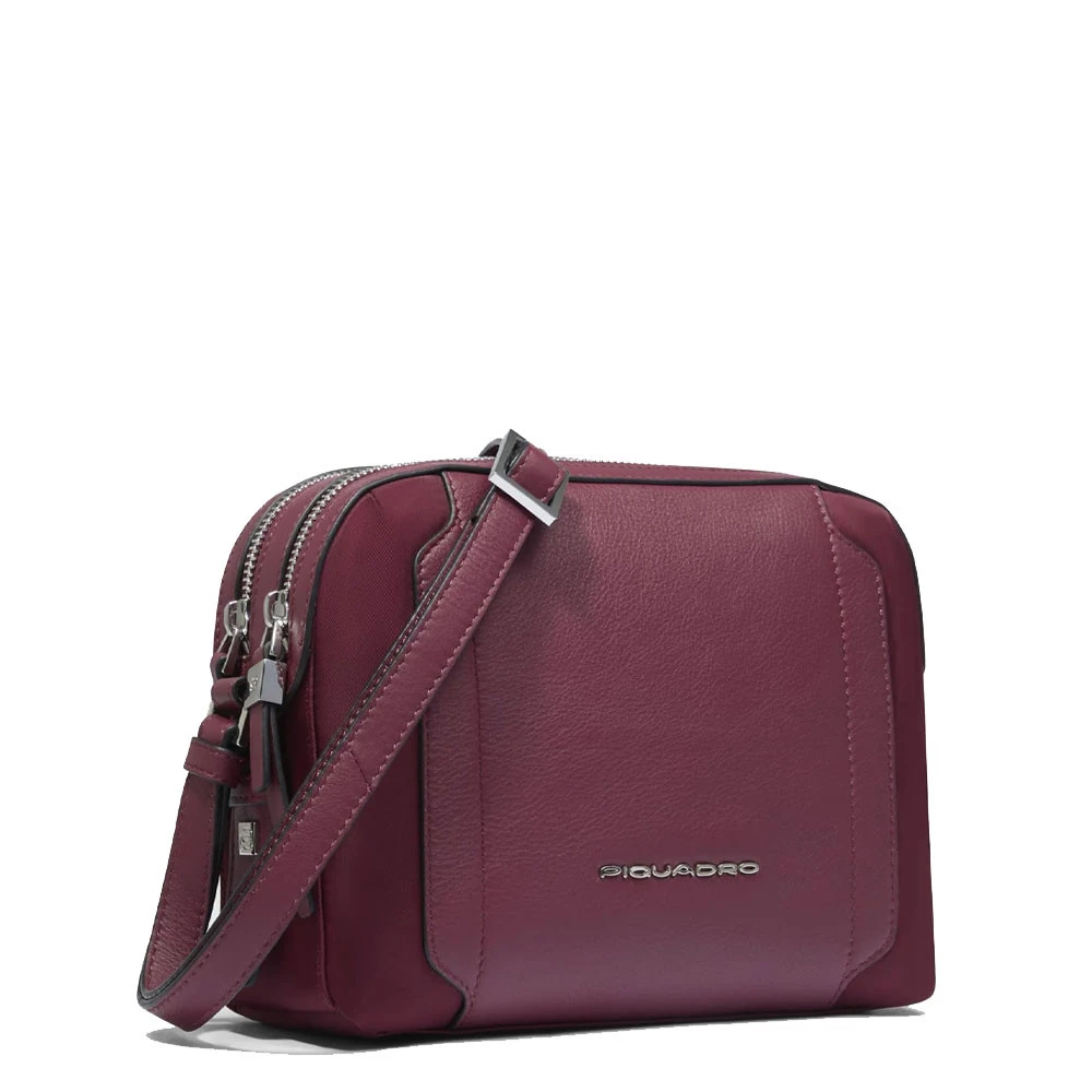 Tracolla Camera Case Piquadro Circle Bordeaux Pelle e Tessuto BD4870W92T