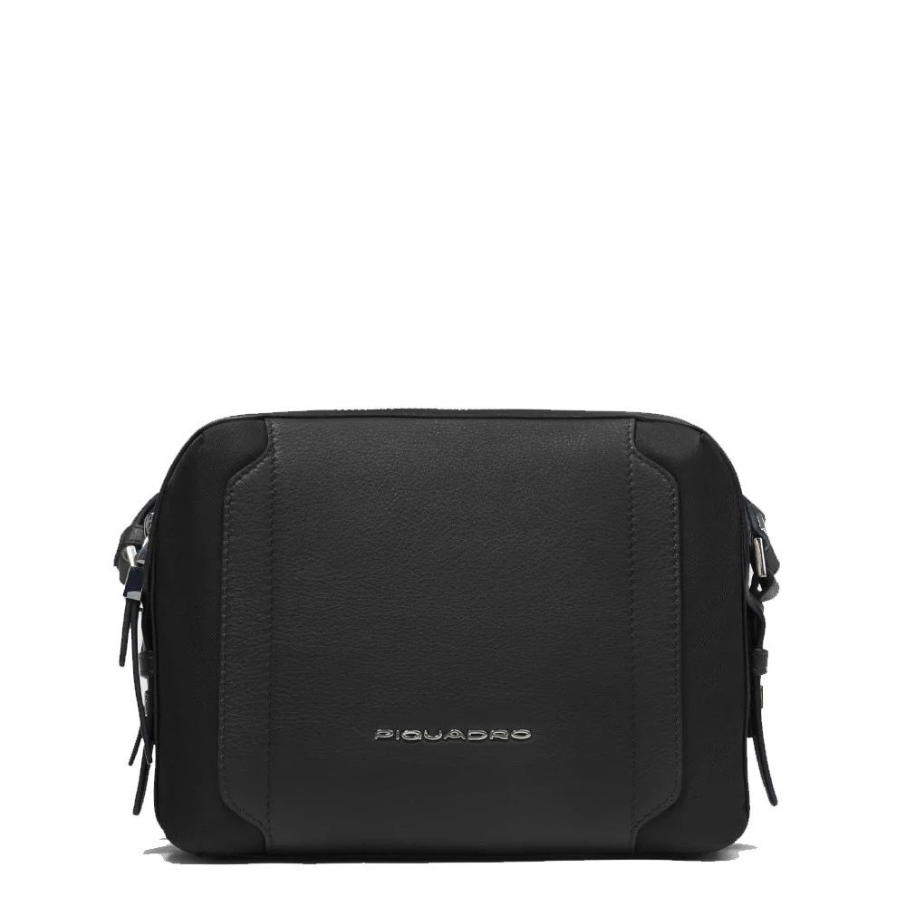 Tracolla Camera Case Piquadro Circle Nera Pelle e Tessuto BD4870W92T