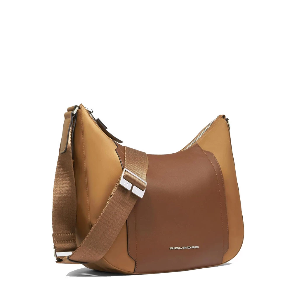 Borsa Tracolla Donna Piquadro Pelle e Tessuto Cuoio BD6657W92T