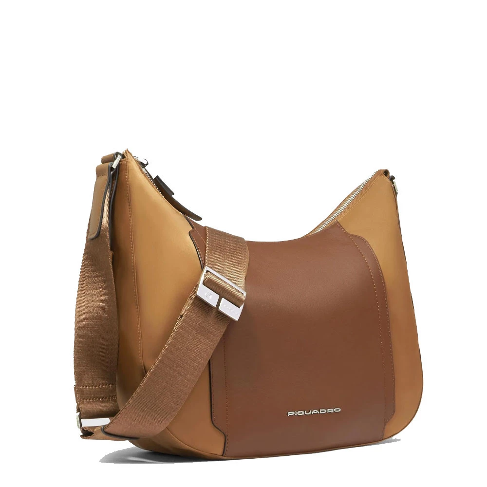 Borsa Tracolla Donna Piquadro Pelle e Tessuto Cuoio BD6658W92T