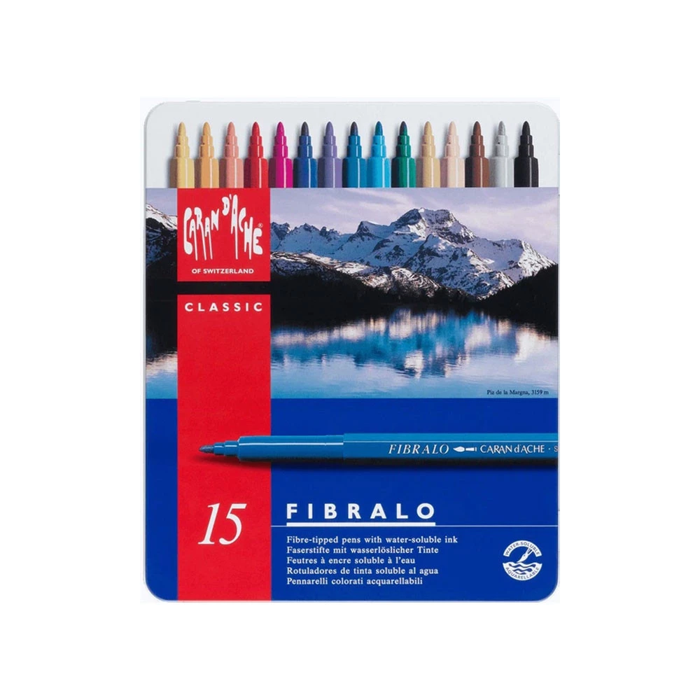Scatola in Metallo 15 Pennarelli Caran d'Ache Fibralo
