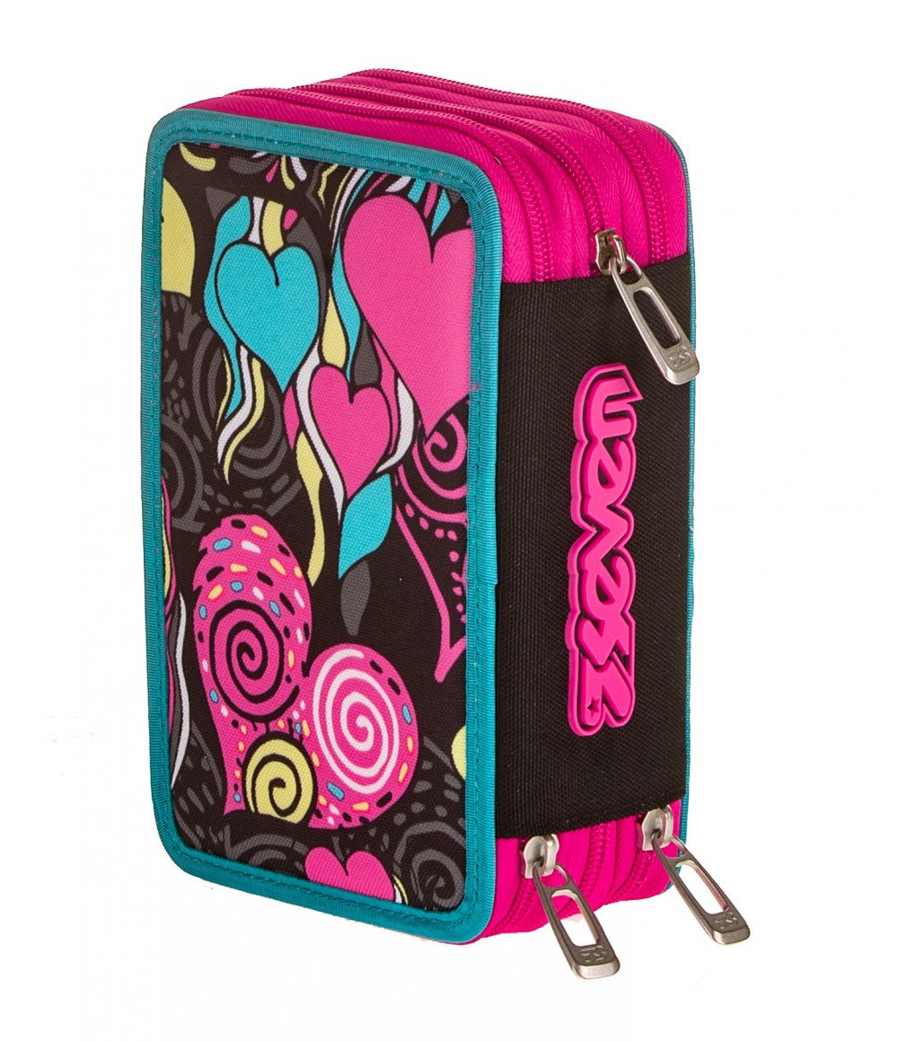 astuccio 3 zip seven fantasy nero 301011912 lema cartoleria online retro