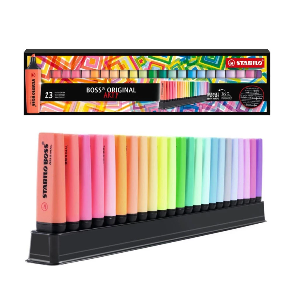 Set da Scrivania 23 Evidenziatori Stabilo Boss 9 Neon+14 Pastel