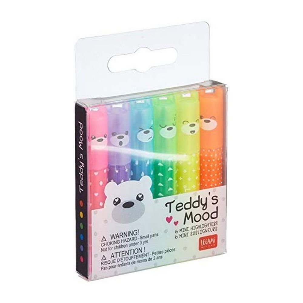 Legami Teddy's Mood - Set di 6 Mini Evidenziatori | Lema Scuola Regali