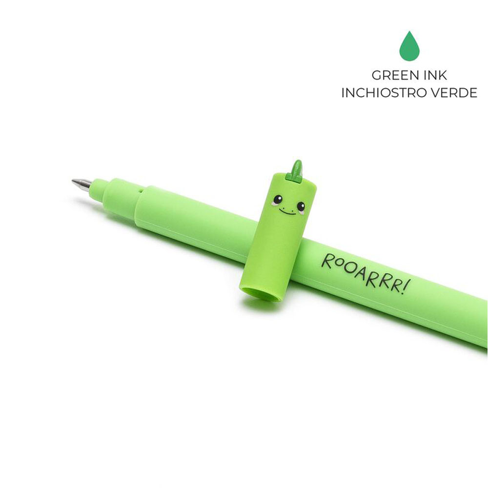 Legami Penna Gel Cancellabile Verde Dinosauro | Lema Gadget Regalo