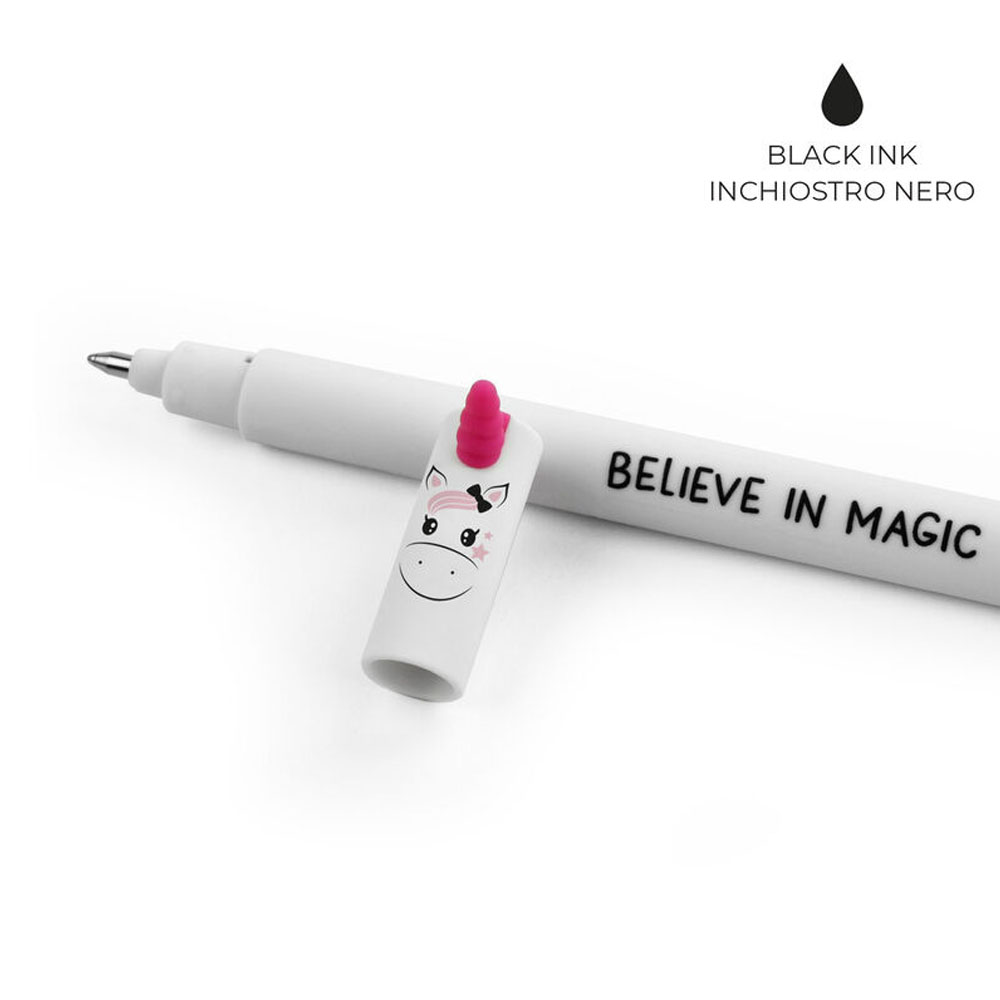 Legami Penna Gel Cancellabile Nera Unicorno | Lema Gadget Regalo