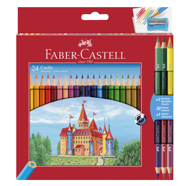 Matita colorata eco Il Castello+3 bicolor - diametro mina 3,00 mm - colori assortiti - Faber-Castell - astuccio 24 pezzi