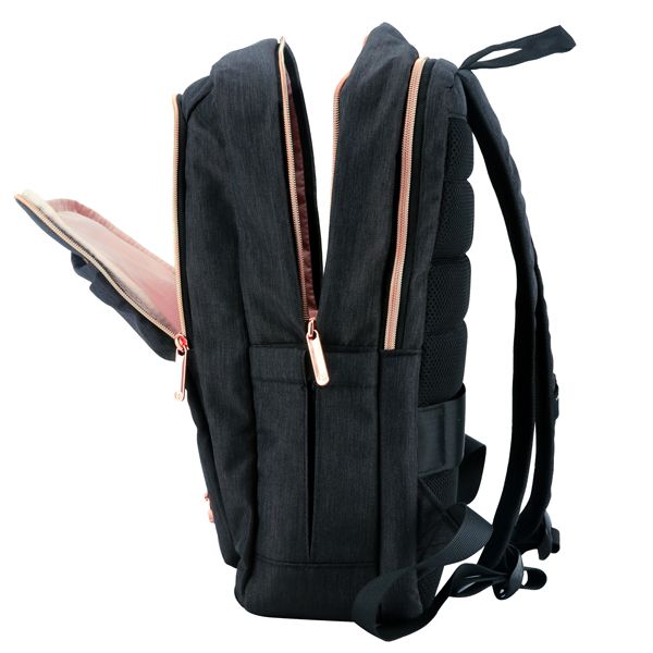 Zaino porta notebook 15,6'' Katy Rose nero c/zip rose gold Swiss