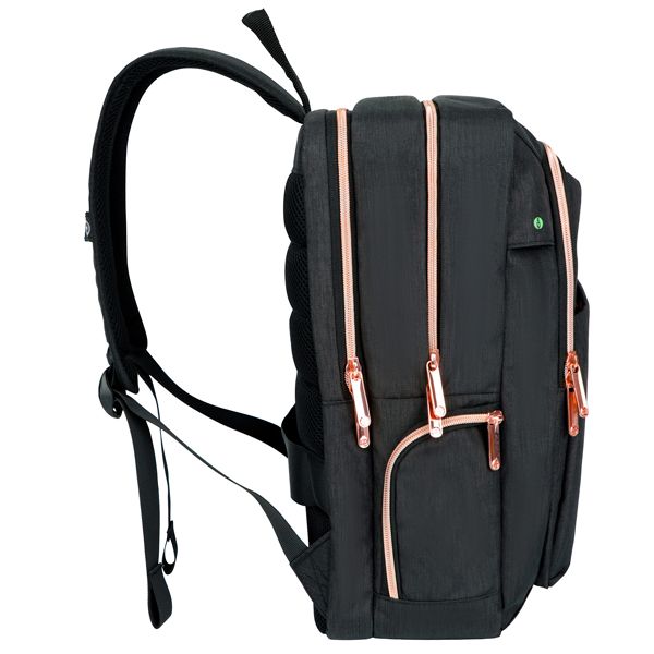 Zaino porta notebook 15,6'' Katy Rose nero c/zip rose gold Swiss