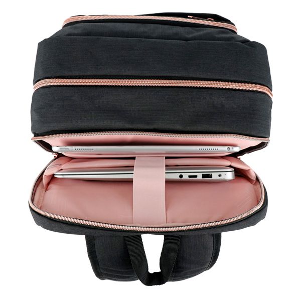 Zaino porta notebook 15,6'' Katy Rose nero c/zip rose gold Swiss