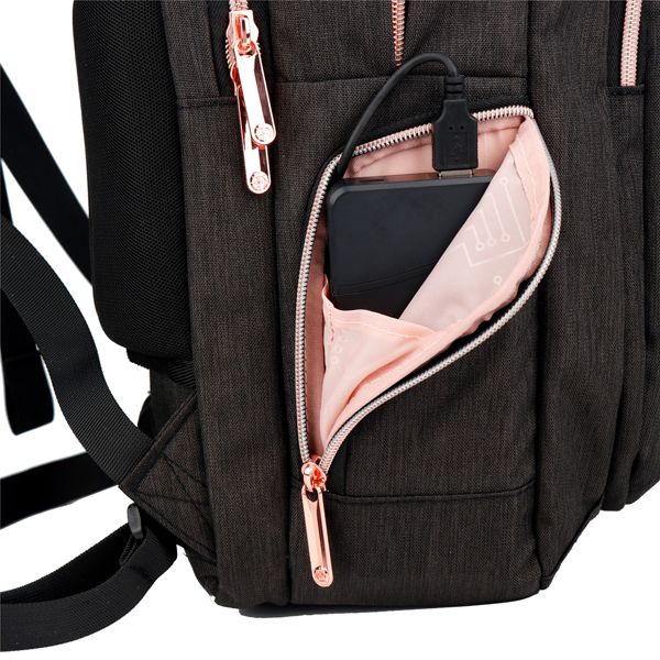 Zaino porta notebook 15,6'' Katy Rose nero c/zip rose gold Swiss