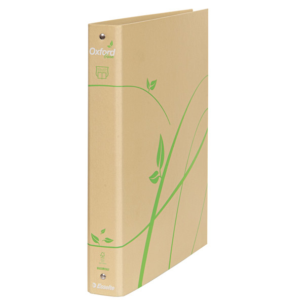 Raccoglitore Oxford Green - 22 x 30 cm - 4 anelli tondi 30 mm - dorso 4 cm - carta riciclata - avana - Esselte