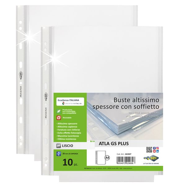 Buste forate ATLA GS plus - 21 x 29,7 cm - c/soffietto - Sei Rota - conf. 10 pezzi