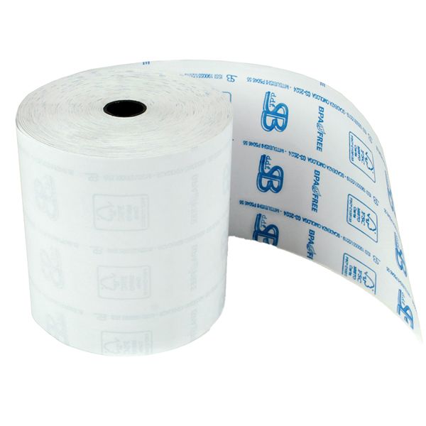 Rotolo registratore cassa - 57,5 mm x 30 m - diametro esterno 50 mm - anima 12 mm - 55 gr - carta termica BPA free - Sabacart - blister 10 pezzi